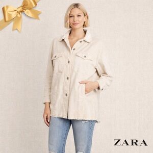 Z Zara Cream Corduroy Shacket M